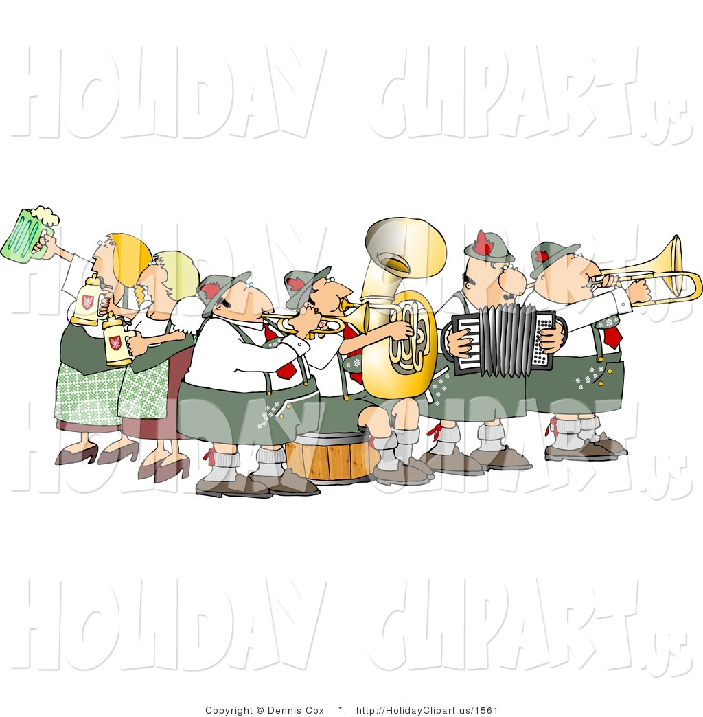 Clip Art Of A Group Of German People Celebrating Oktoberfest With Live