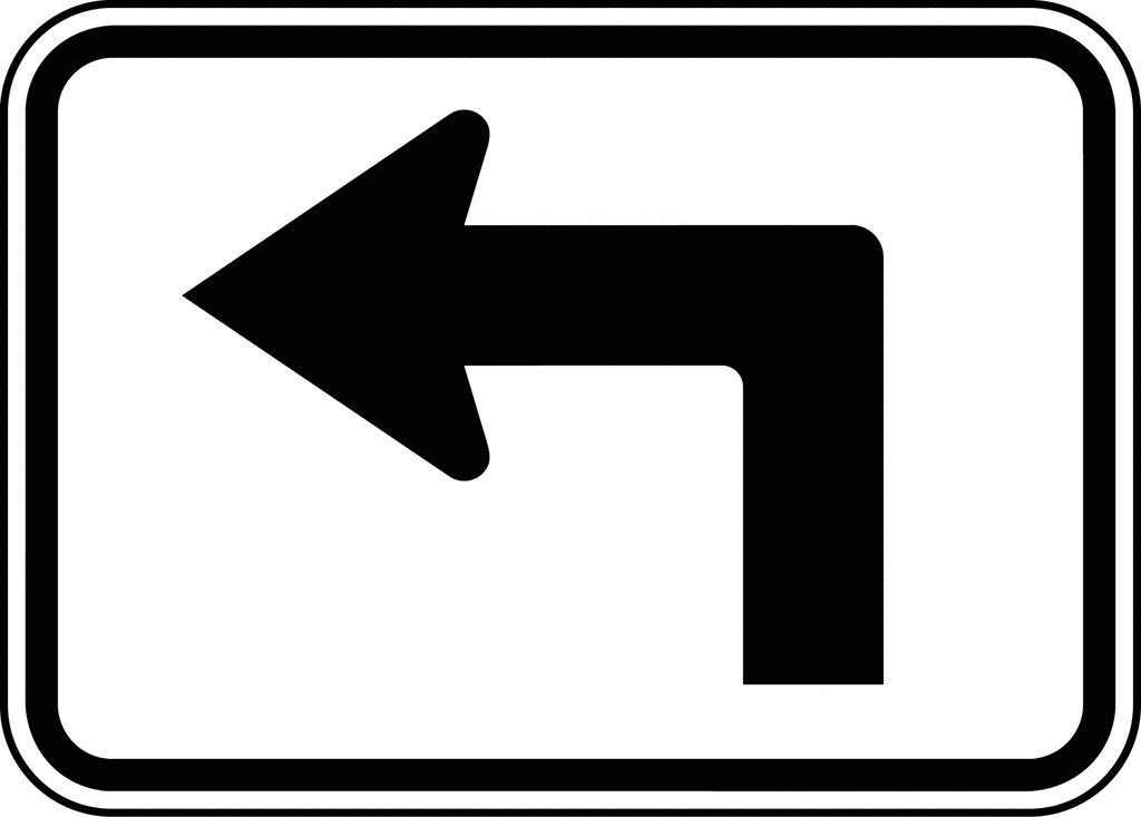Left Advance Turn Arrow Auxiliary Black And White   Clipart Etc