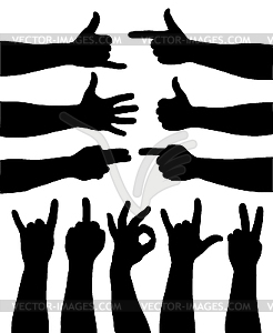 Hand Gestures   White   Black Vector Clipart