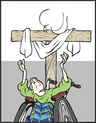 In Wheelchair Lifting Up His Hands   Healing Clip Art   Christart Com