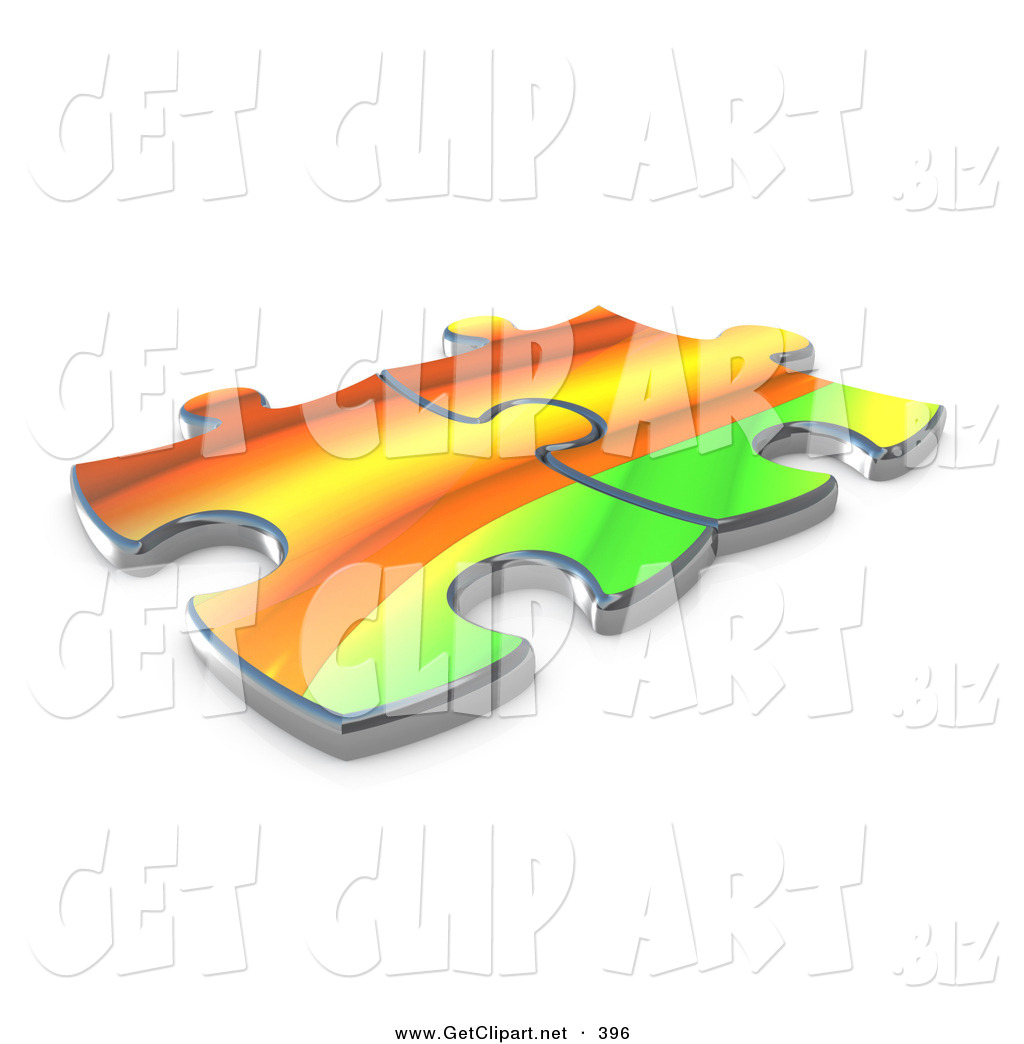 Preview  3d Clip Art Of A Pair Of Colorful Puzzle Pieces Connected