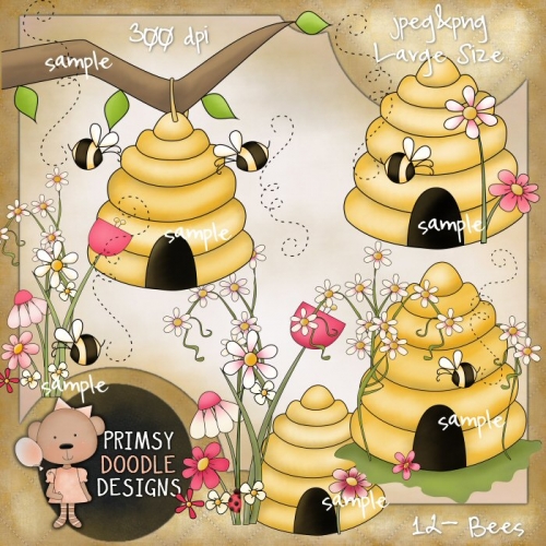 Bee Clipart   Primsy Doodle Designs Country Clipart And Primitive