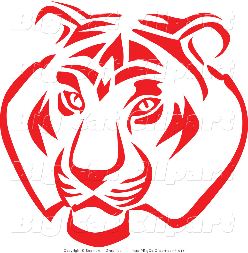 Big Cat Vector Clipart Of A Red And White Tiger Face By Seamartini