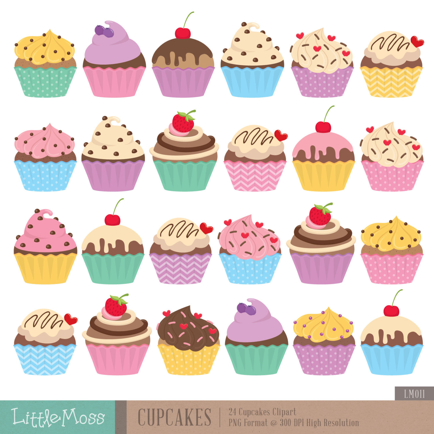 Cupcakes Digital Clipart By Littlemoss On Etsy