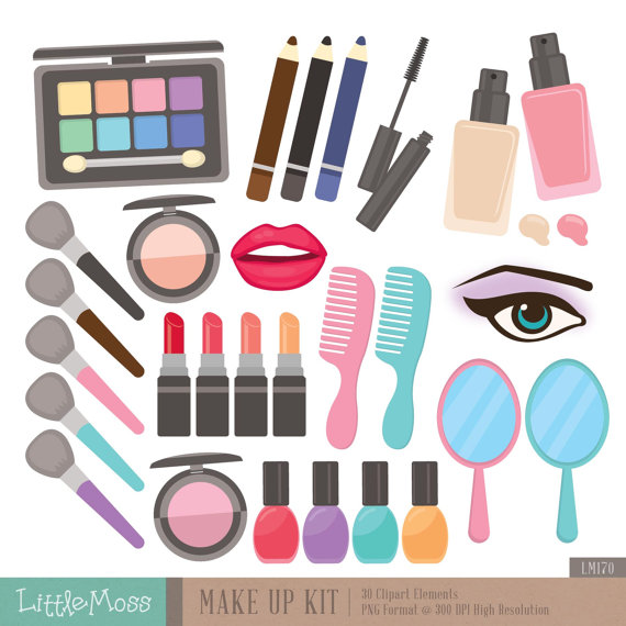 Make Up Kit Digital Clipart Cosmetic Clipart By Littlemoss On Etsy