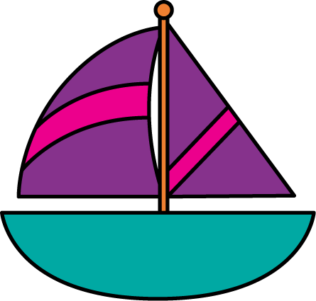 Purple And Pink Sailboat Clip Art Image   Sailboat With Purple Sails