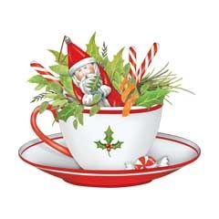 Tea Cup With Santa   Christmas Clip Art   Pinterest