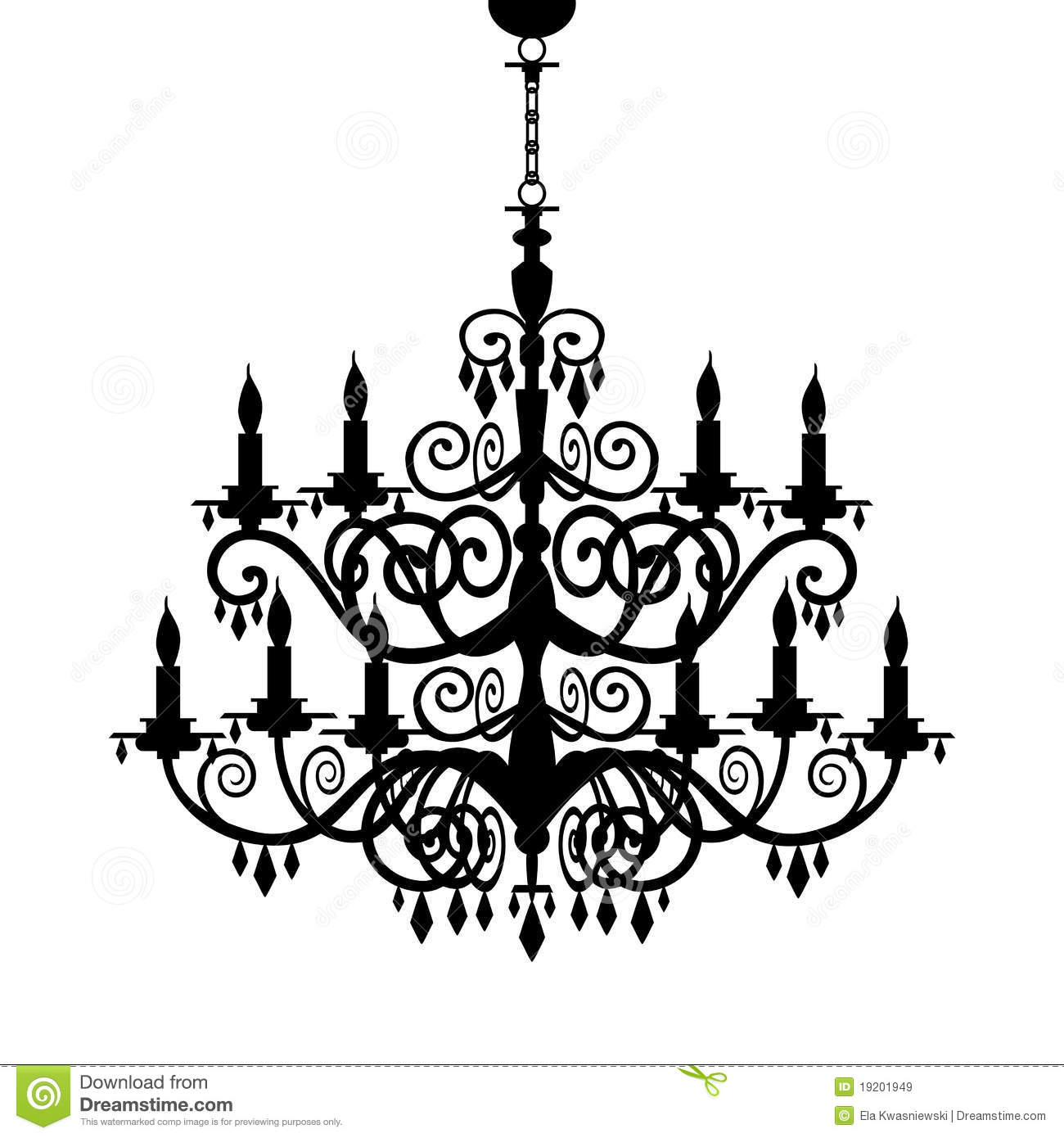 Baroque Decorative Chandelier Silhouette Isolated On White Full