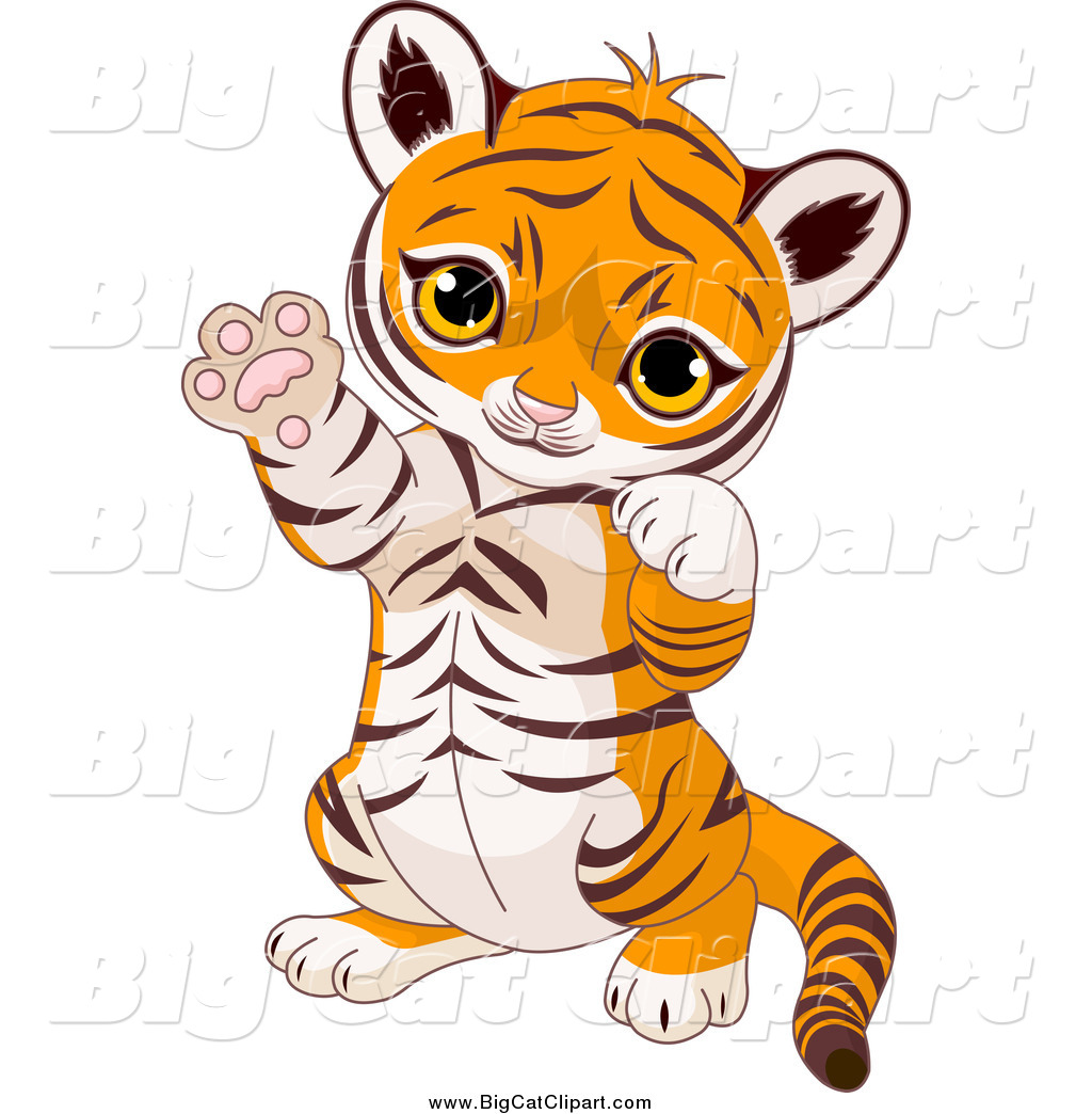 Big Cat Cartoon Vector Clipart Of A Cute Baby Tiger Cub Sitting Up And    