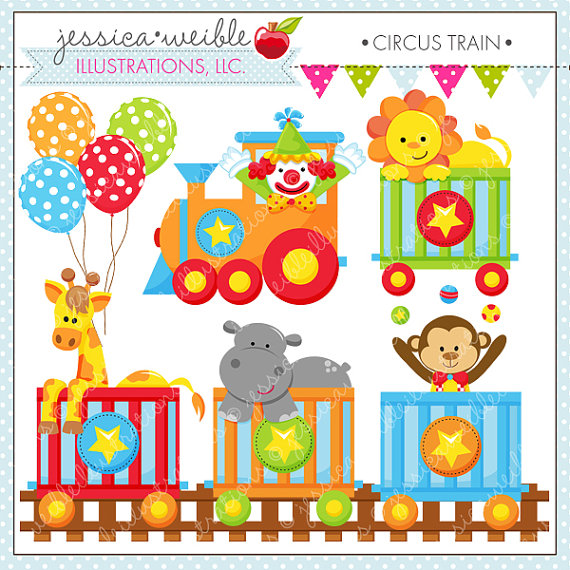 Circus Train Cute Digital Clipart For Commercial Or Personal Use