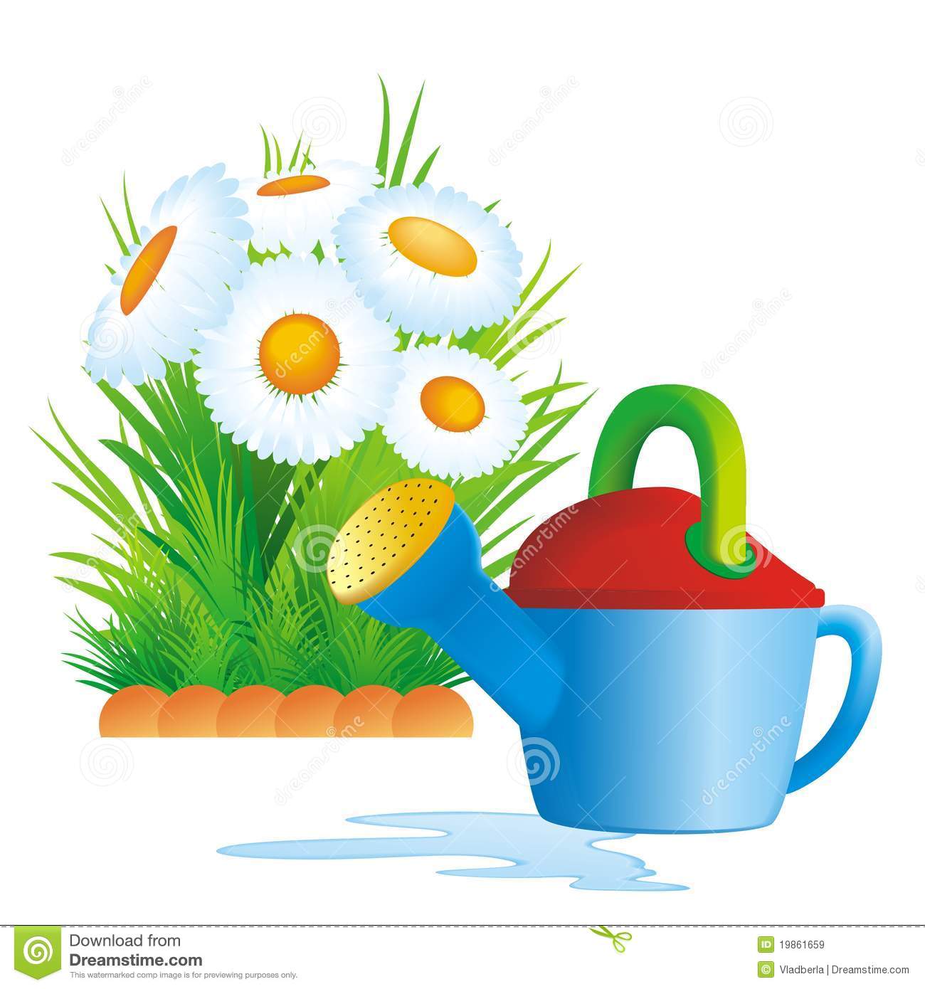 Flower Bed Clipart Watering Can And Flower Bed