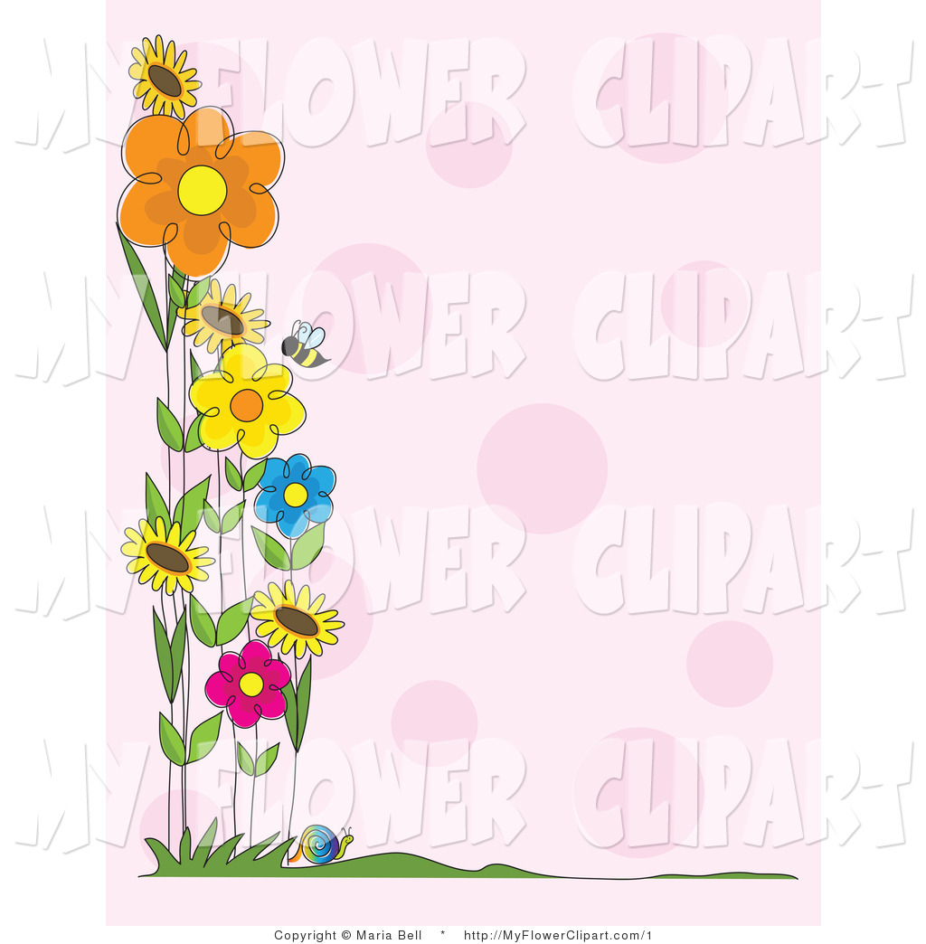Flower Bee Border Clip Art
