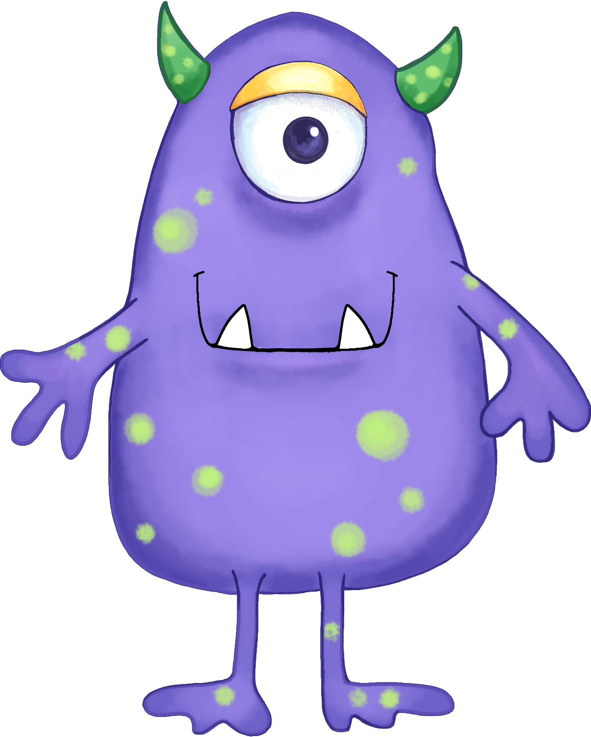 The Big Purple Monster With Green Polka Dots And Horns