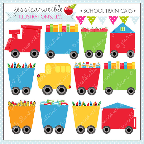 Train Cars Cute Digital Clipart For Commercial Or Personal Use Train