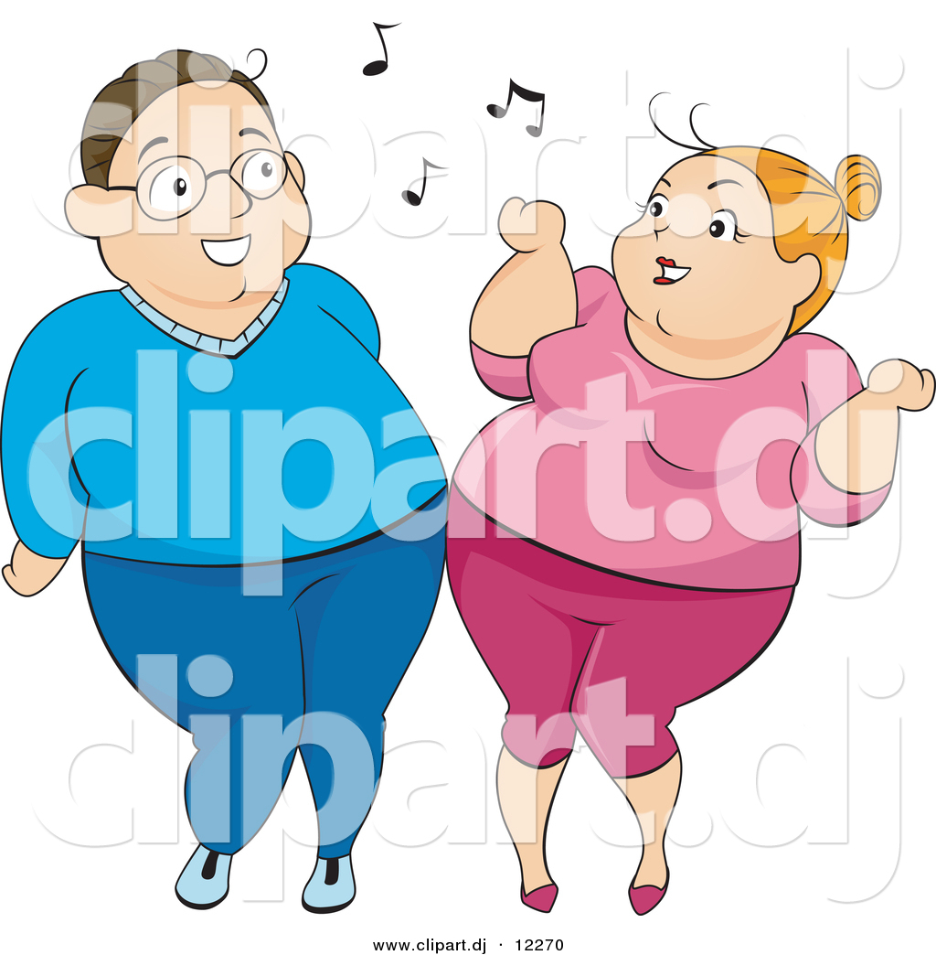 Vector Clipart Of An Overweight Cartoon Woman And Man Dancing With