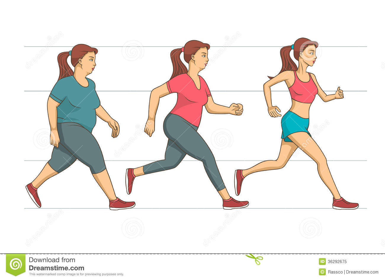 Young Woman Making Her Run Workout To Lose An Overweight Of Her Body