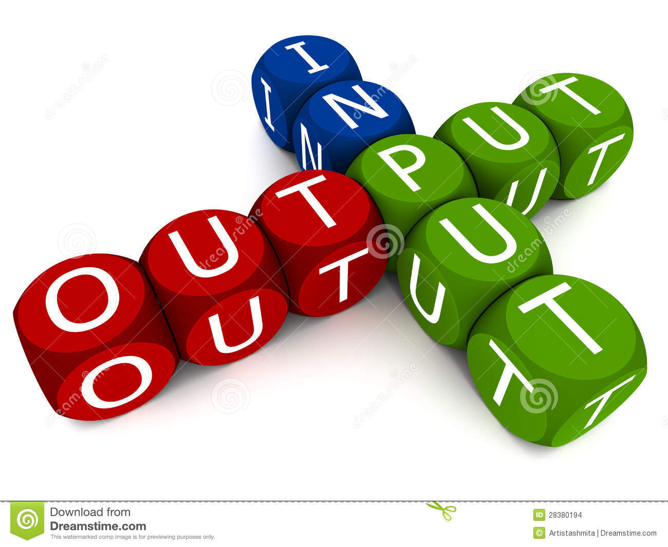 Input And Output Words On White Background Vivid Colored Blocks