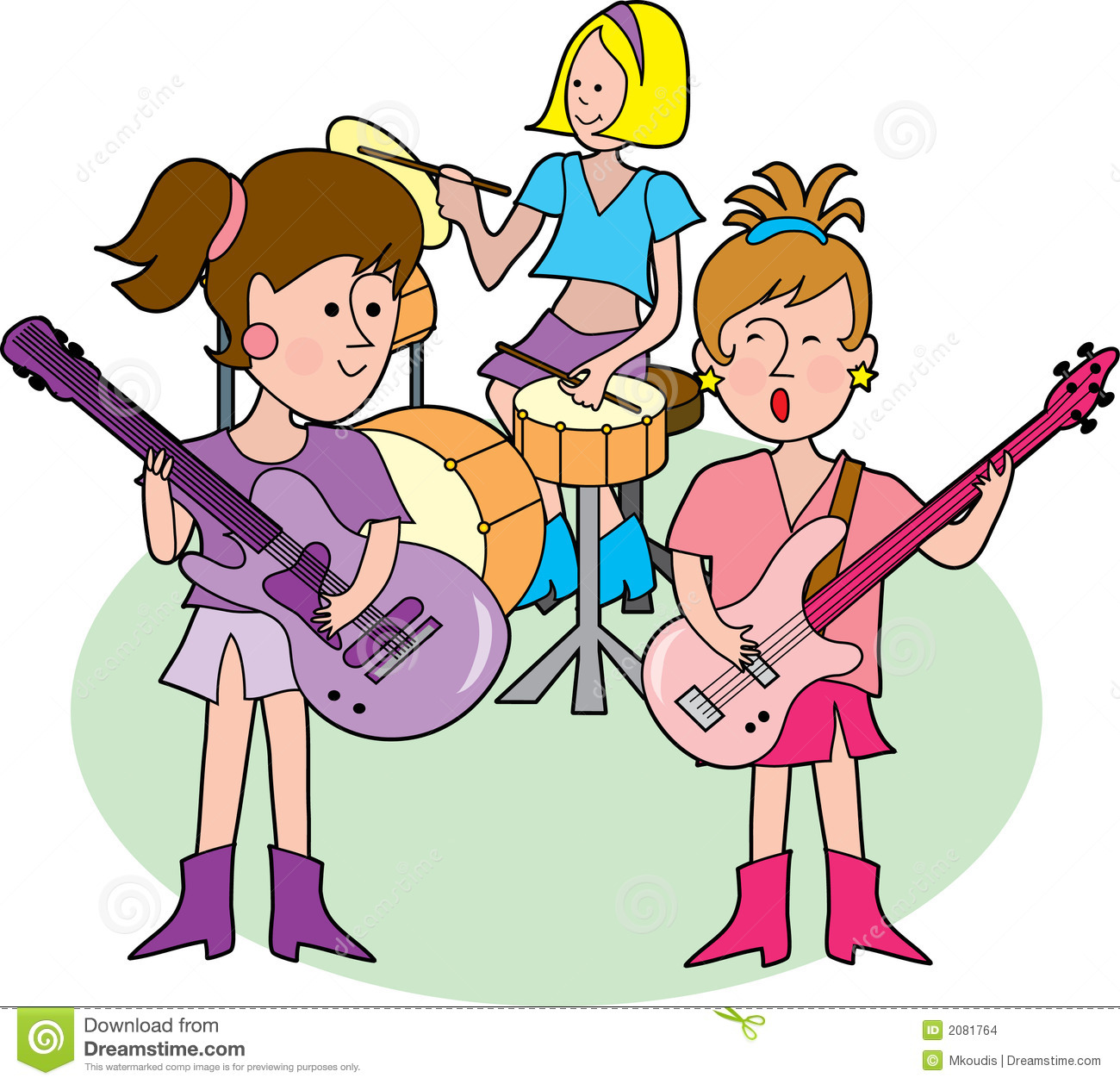 Rock Band With Three Hip Little Girls