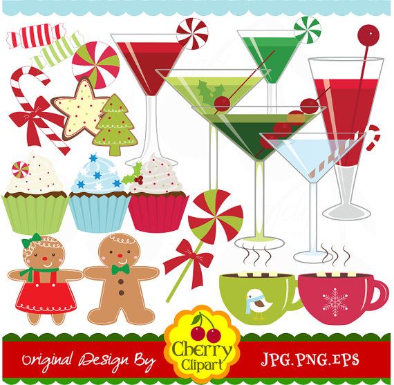 Christmas Sweet Treats And Holiday Drinks Digital Clipart Set Personal