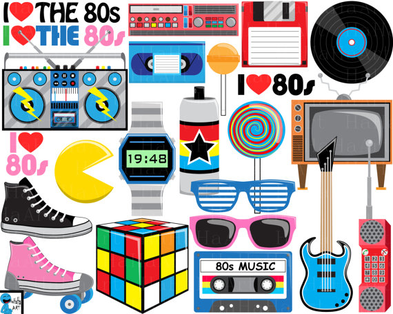 Love The 80s V2  Digital Clipart Clip Art Graphics Personal Use