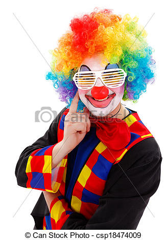 Stock Photo   Clown With White Funny Shutter Shades Sunglasses   Stock