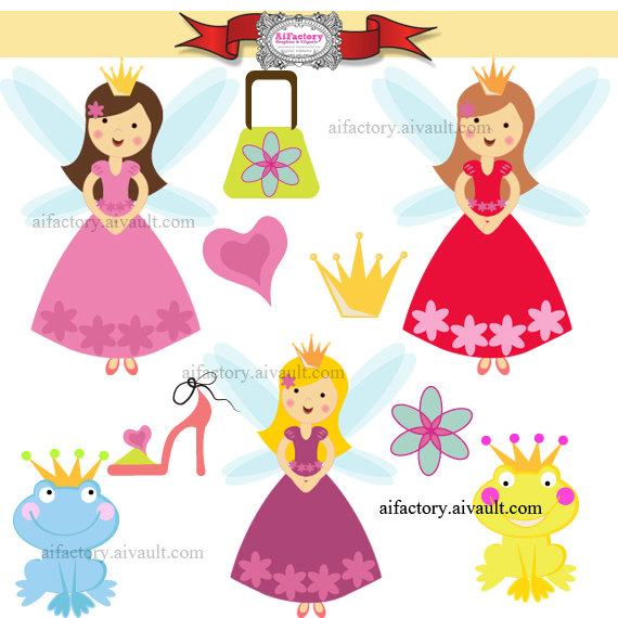 Fairy Princess And The Frog Clipart  Digital Clipart Png