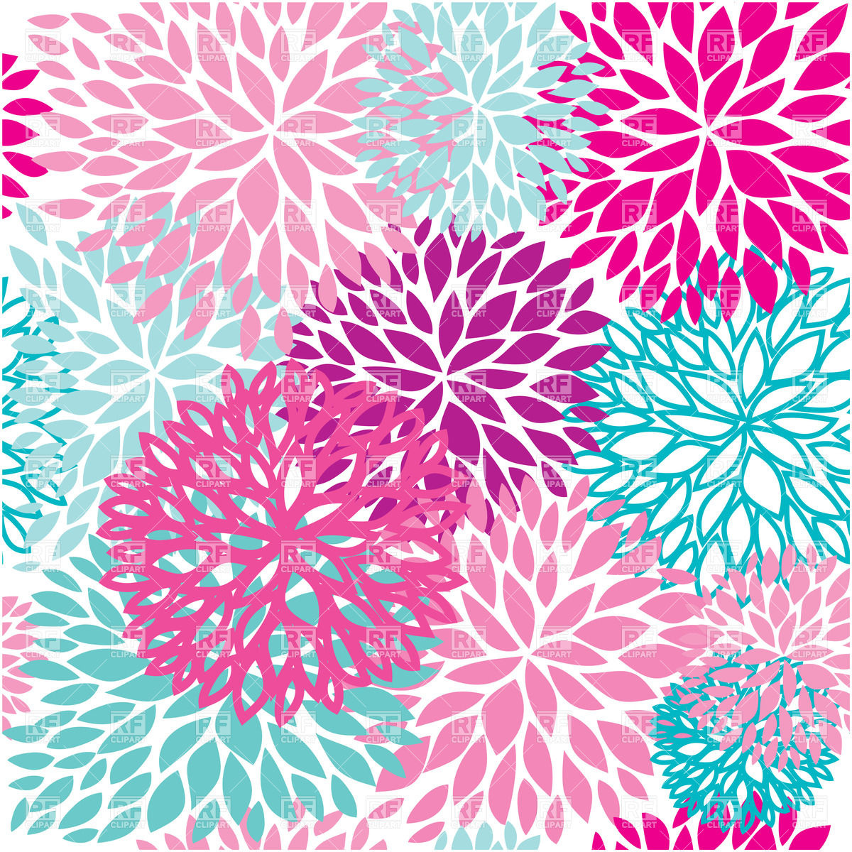 Floral Particoloured Seamless Pattern 22973 Backgrounds Textures