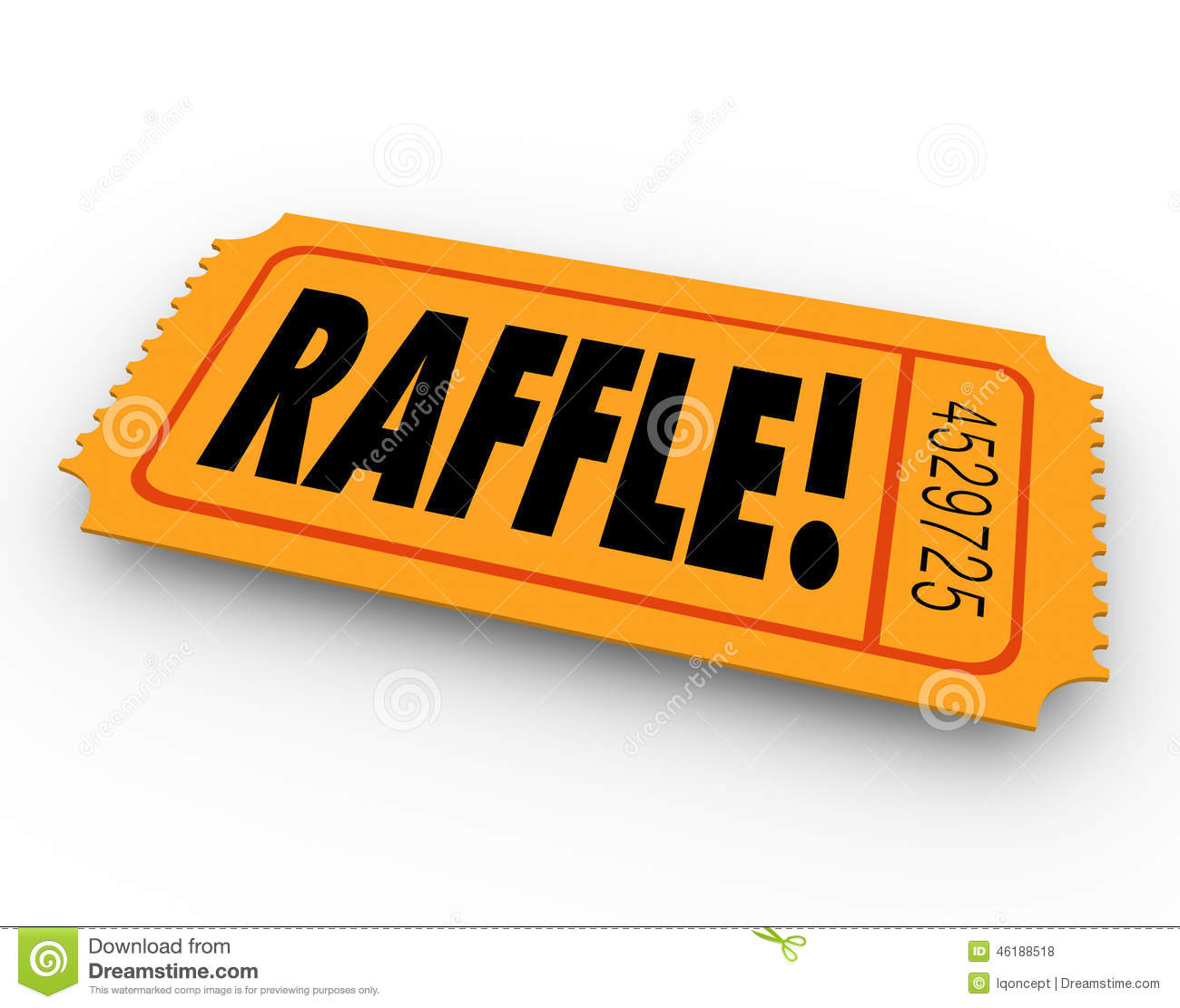 Raffle Word On Orange Ticket For You To Enter To Win A Drawing For A