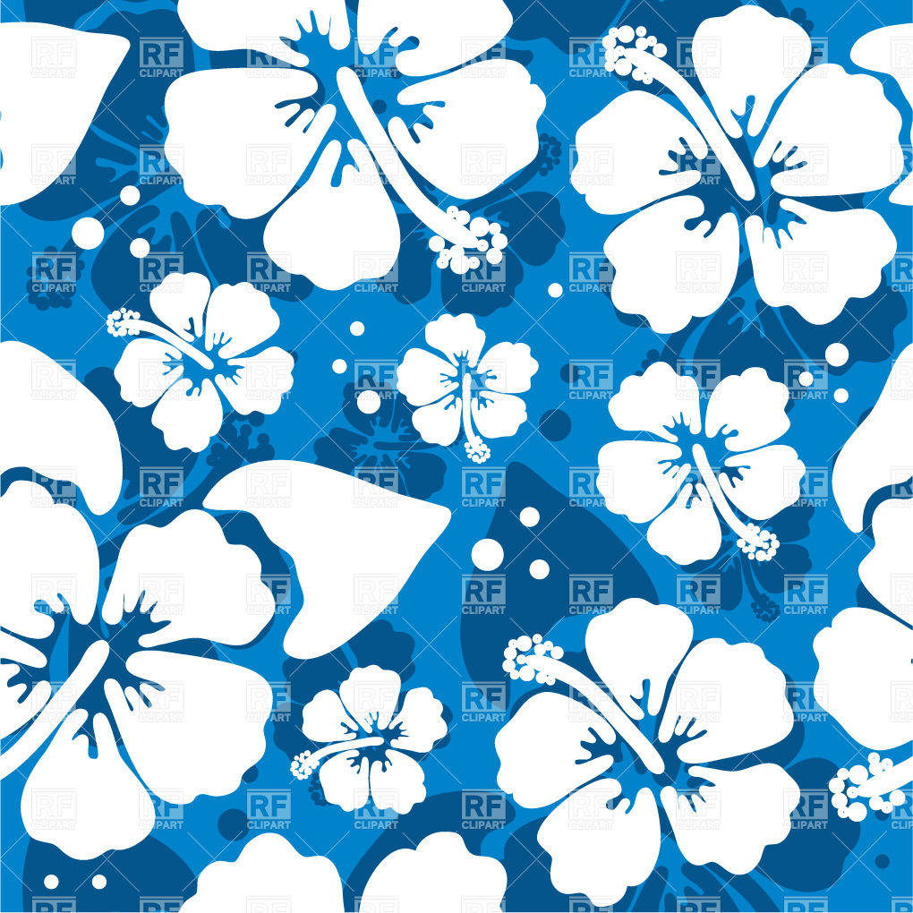 Seamless Blue Pattern With Hawaiian Hibiscus Flower 21110 Download