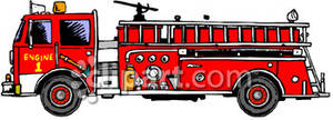 Side View Of A Red Firetruck   Royalty Free Clipart Picture