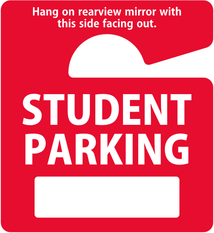 Student Parking Hang Tag With Customizable Numbers
