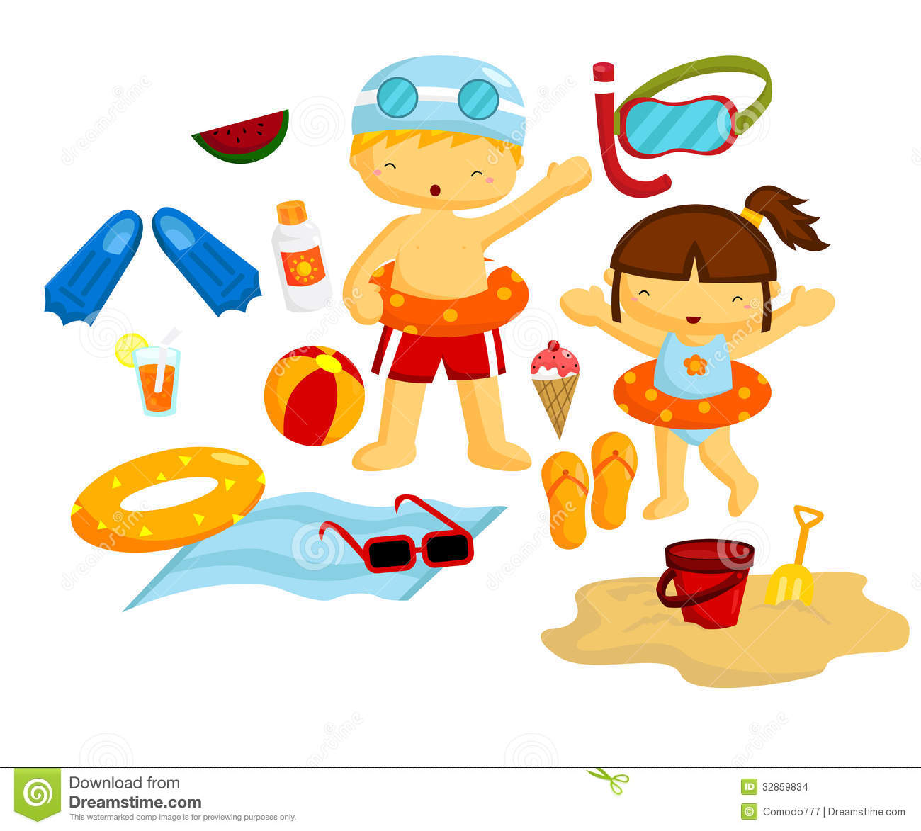 Beach Vector Set Stock Images   Image  32859834