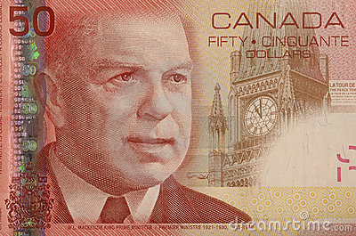 Canadian 50 Dollar Bill Corner Royalty Free Stock Photography   Image
