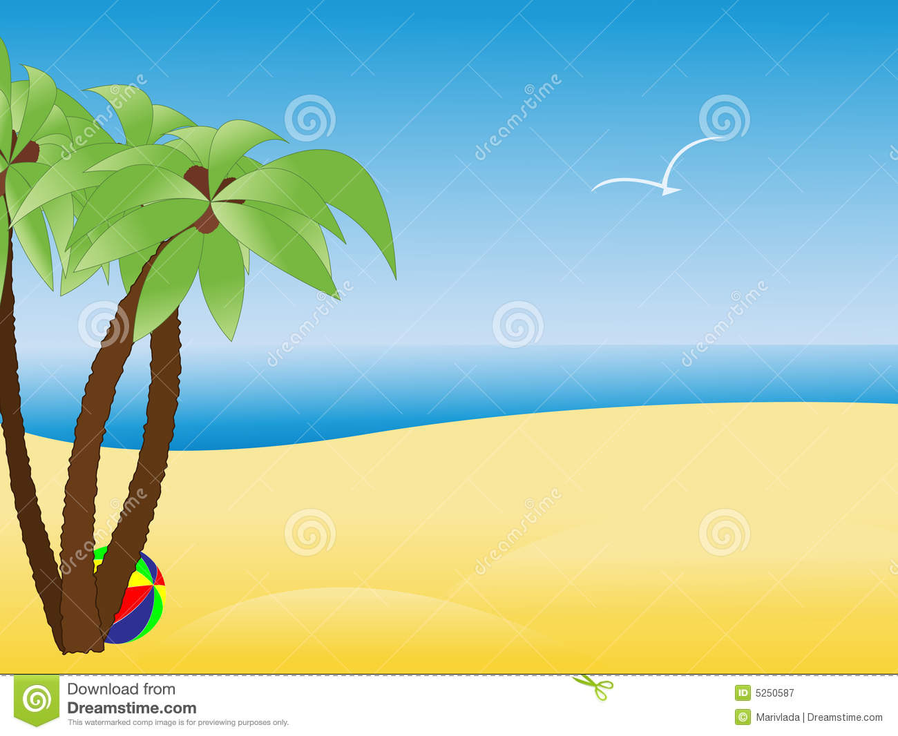     Free Stock Photography  Scene With Empty Tropical Beach Palm Trees