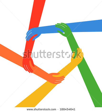 Hands Holding Arms In Circle  Friendship Concept   Stock Photo
