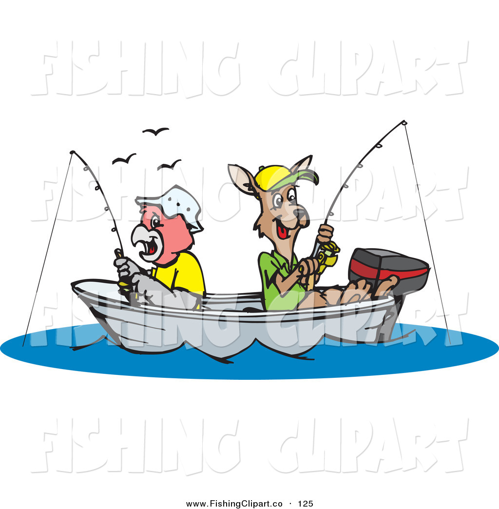 Kangaroo Fishing In A Boat On A Lake By Dennis Holmes Designs    125