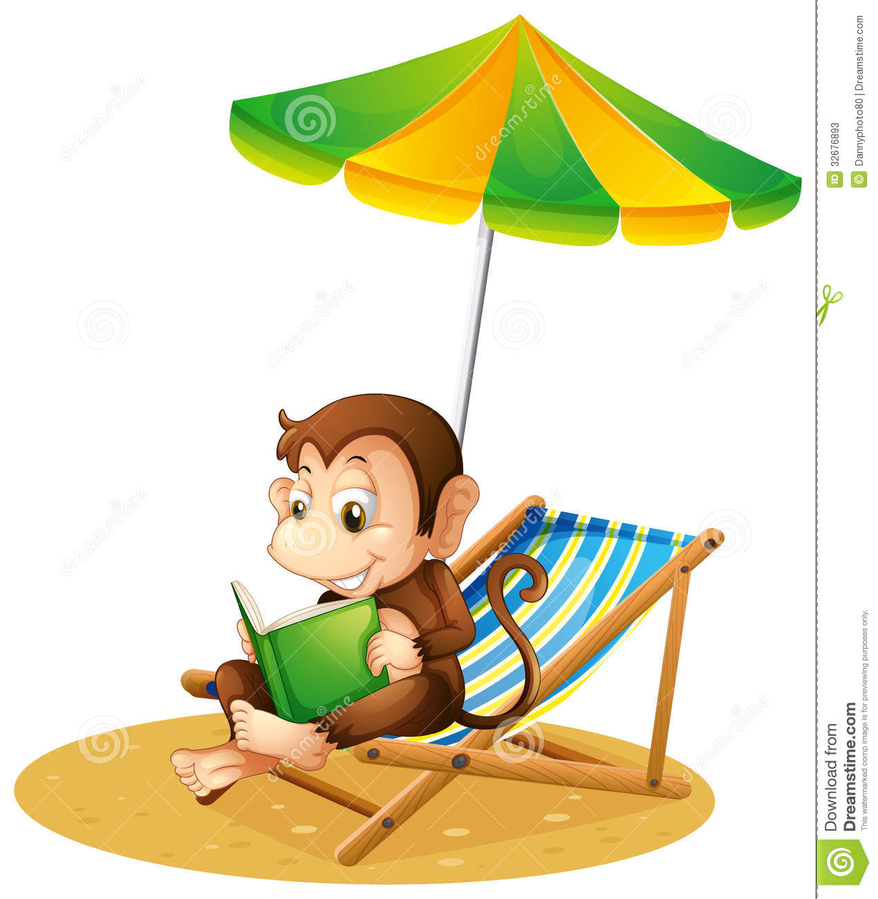 Monkey Reading A Book At The Beach Stock Photos   Image  32676893