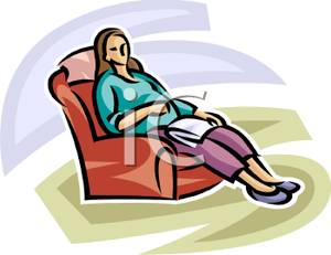 Pregnant Woman Relaxing In A Recliner   Royalty Free Clipart Picture