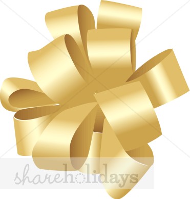 Gold Bow Clipart   Christmas Decoration Clipart
