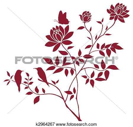 Illustration   Peony And Butterfly  Fotosearch   Search Eps Clipart