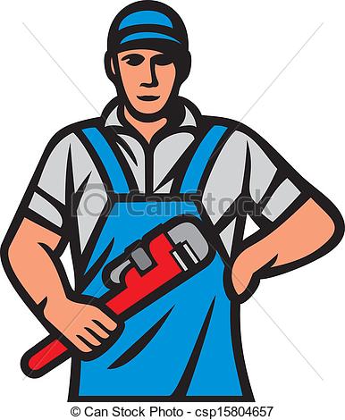 Clipart Vector Of Plumber Holding A Wrench Plumber Holding Monkey
