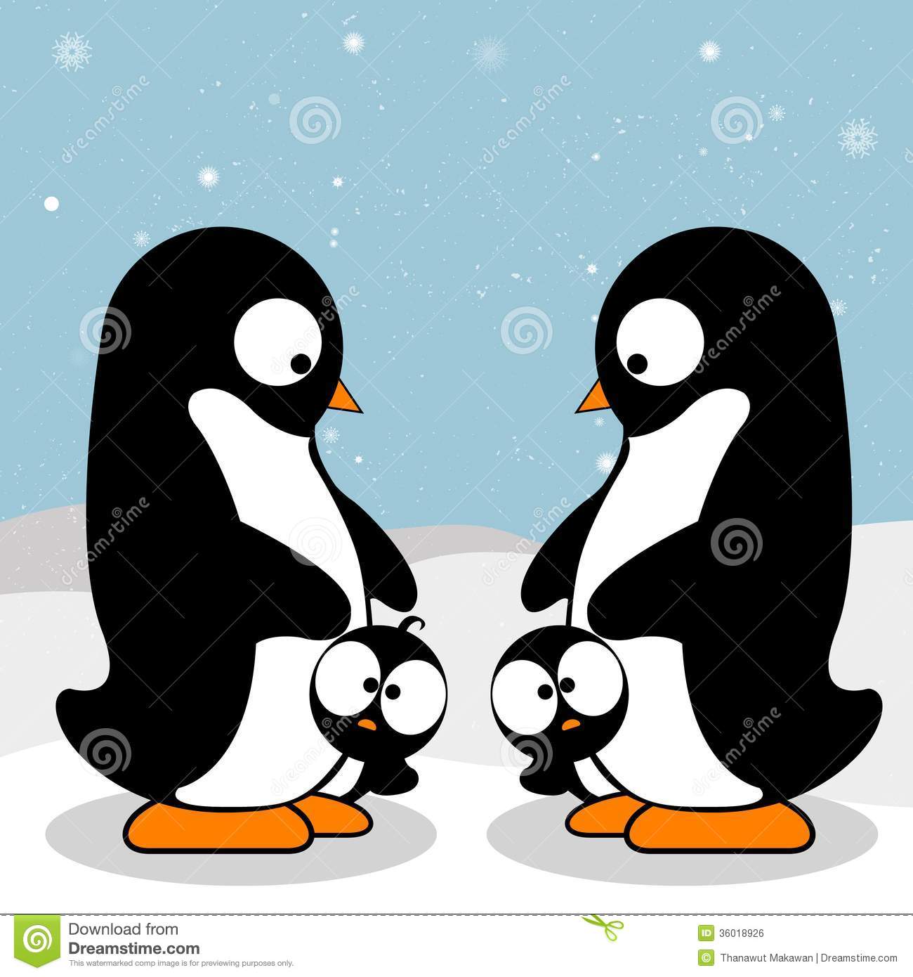 Penguins Winter Background Winter Penguins Cute Cartoon Penguins Happy