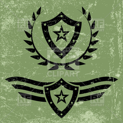 Style Grunge Emblems With Shield And Stars 28359 Icons And Emblems