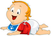 Baby Lying On Stomach   Clipart Graphic