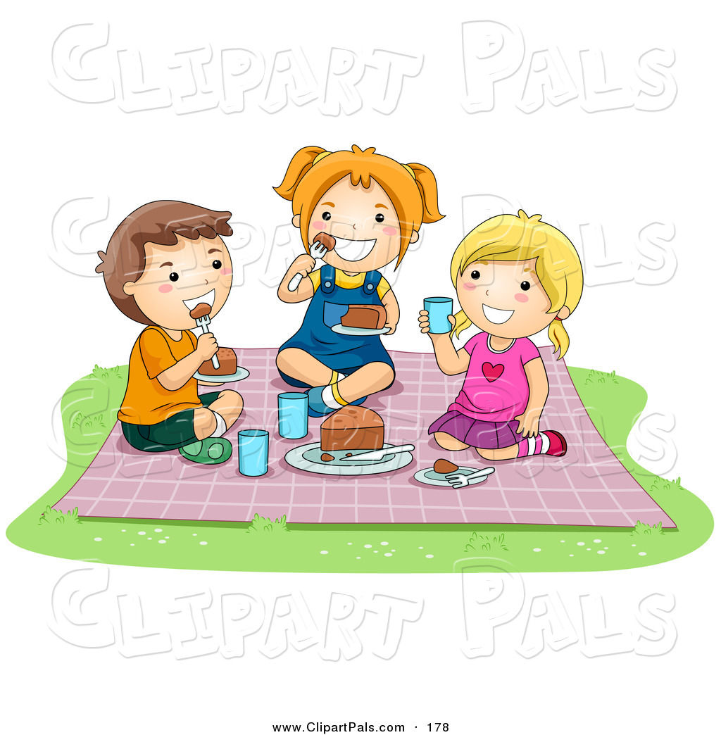 Boy Eating Food At A Picnic Pair Of Girls Eating A Picnic Lunch In A