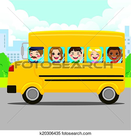 Clipart   Kids Riding School Bus  Fotosearch   Search Clip Art