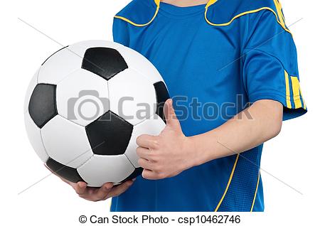 Little Boy In Ukrainian National Soccer Uniform With Classic Soccer