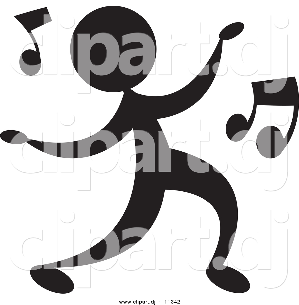 Person Dancing With Music Notes   Silhouette