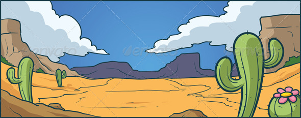 Cartoon Desert Background  Vector Clip Art Illustration With Simple