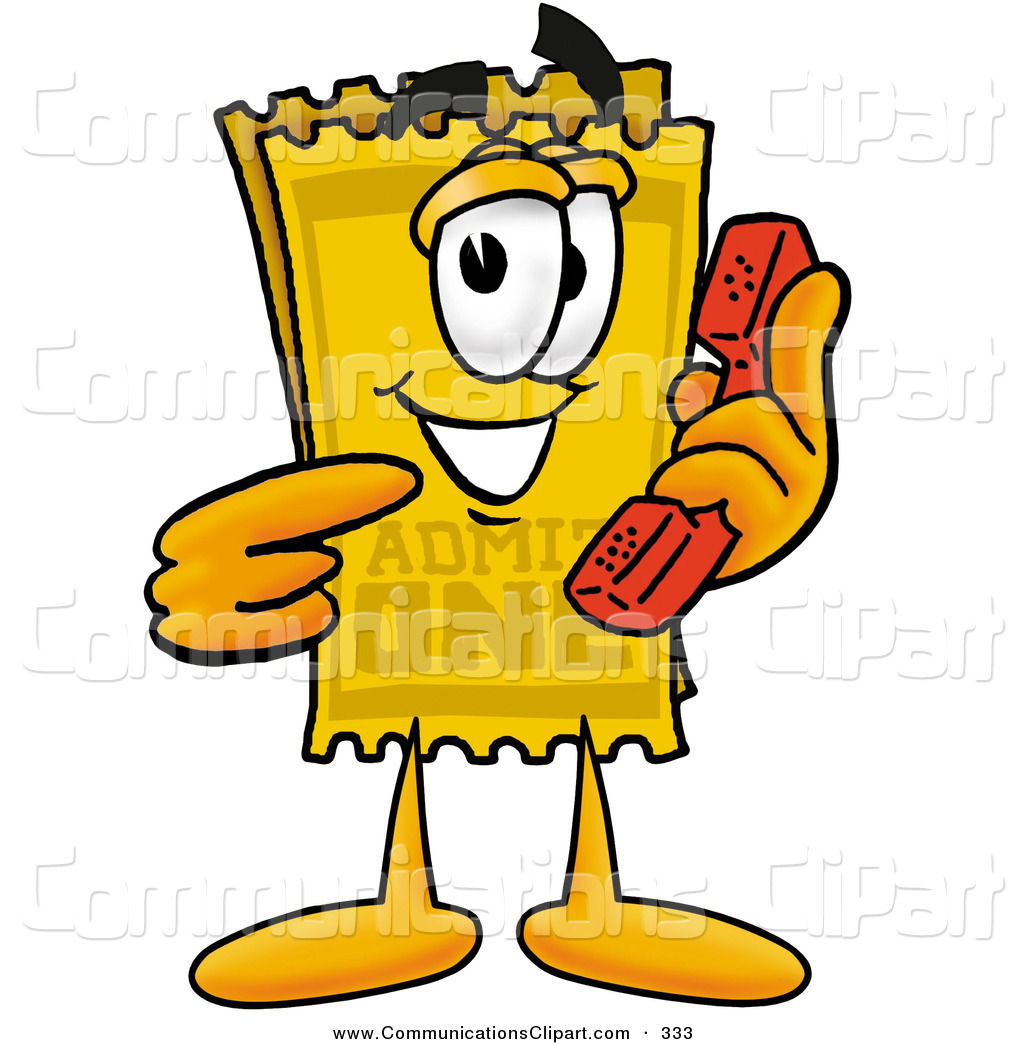 Communication Clipart Of A Yellow Movie Theater Admission Ticket